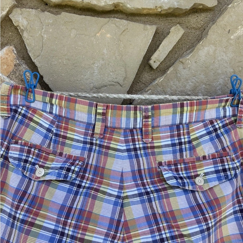 Nat Nast Shorts Mens Size 36 Blue Yellow‎ Red Plaid Cargo Pockets Cotton - Picture 8 of 11